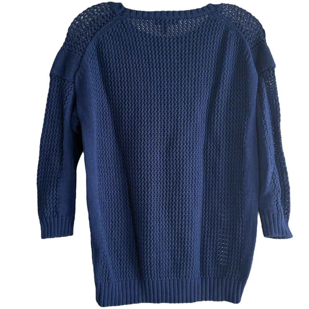 J. CREW Sweater w/ 3/4 Sleeve Loose Knit in Navy Blue Size XXS -- SUPER COMFY!